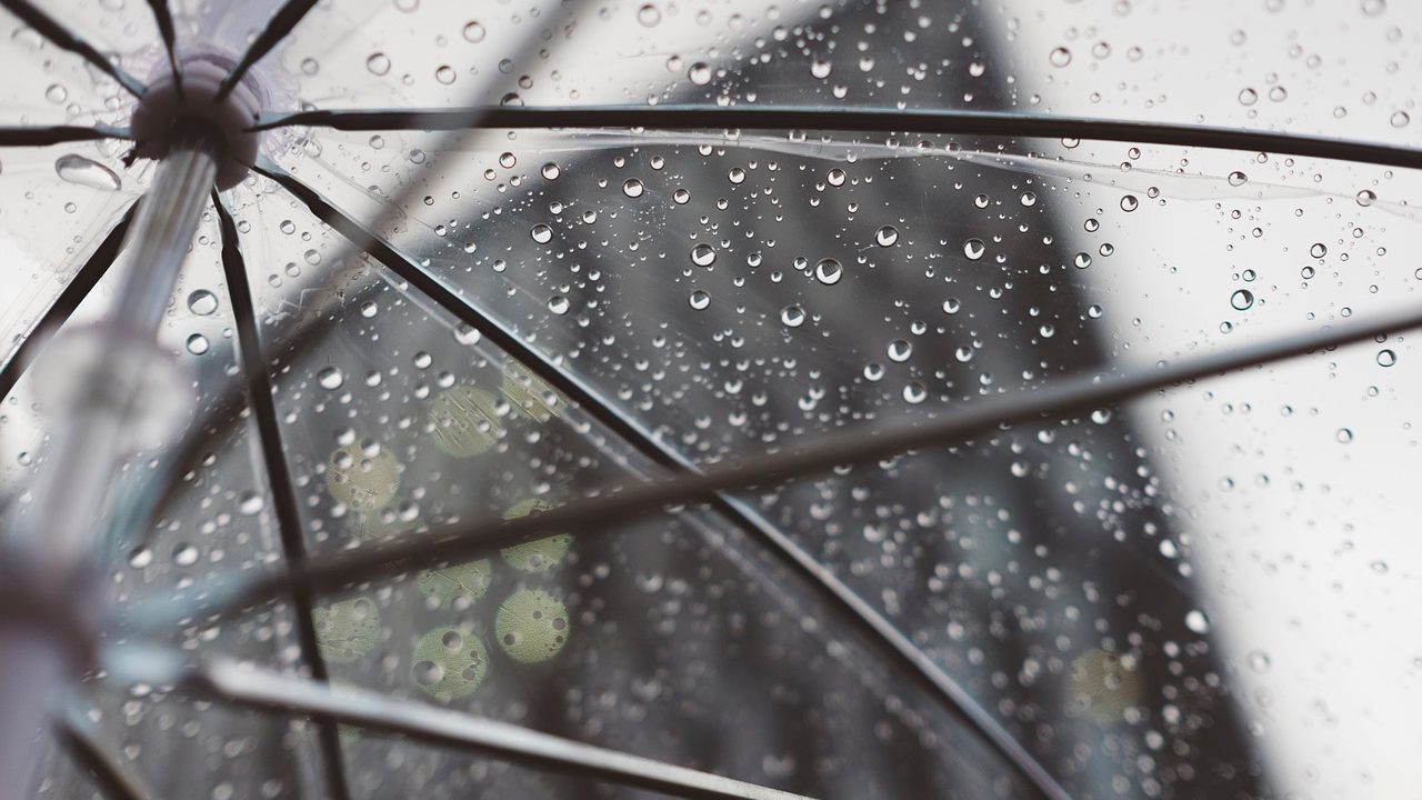 Picture of raindrops on an umbrella